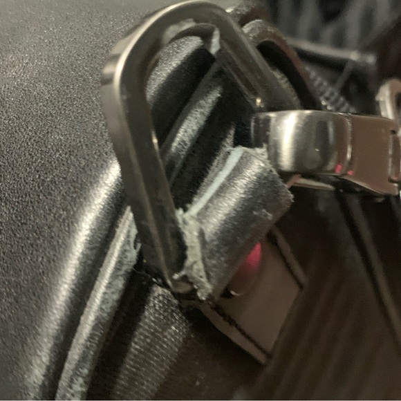 TUMI 2967D Black Leather Nylon Briefcase Laptop Shoulder Messenger Bag - Picture 5 of 16